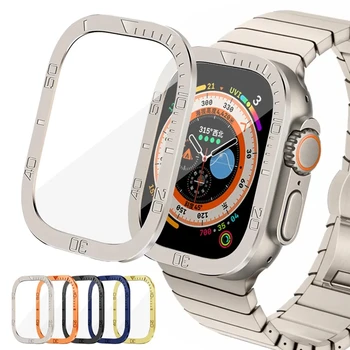 Закаленное стекло для Apple Watch Ultra 49 мм, металлическая рама, защита от царапин, защита экрана для iWatch серии Ultra 49 мм, аксессуары