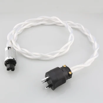 Новый 5N OCC монокристаллический Британский аудиофильский аудиоусилитель переменного тока DAC фильтр HIFI серебряный кабель питания из углеродного волокна с родиевым покрытием штекер