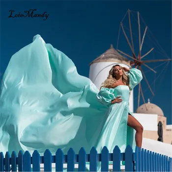 Длинные летящие вечерние платья для Фотосессии с открытой спиной и открытыми плечами, Струящееся платье для выпускного вечера, Летящее платье Santorini с высоким разрезом