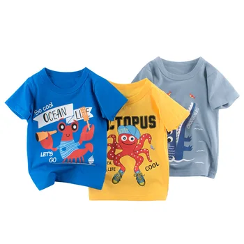 Детская летняя модная одежда, хлопковые футболки с героями мультфильмов для маленьких мальчиков, футболка с короткими рукавами для девочек, Детская бутик-одежда, топы для младенцев