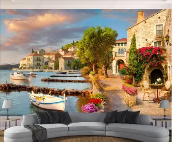 3d обои для стен в рулонах Европейский пейзаж портового города гостиная фотообои на стену на заказ домашний декор