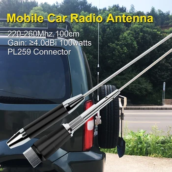 Антенна мобильного приемопередатчика TH-9000D 66-88 МГц 220-260 МГц 100 см с высоким коэффициентом усиления 100 Вт Мобильная антенна для мобильного автомобильного радио TYT TH-9000D