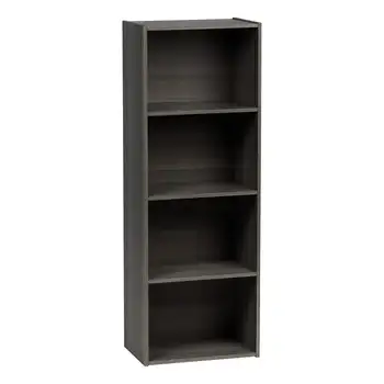 4-уровневый деревянный книжный шкаф для хранения, серый