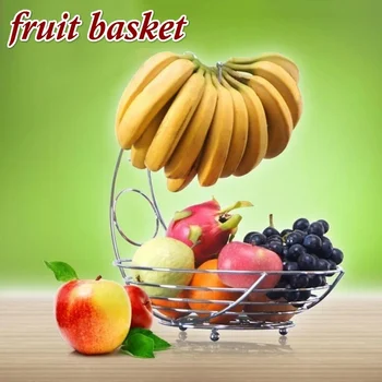 Превосходная металлическая корзина для фруктов, подставка для бананов, Корзина для хранения фруктов, Украшение для кухни, столовой