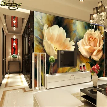 beibehang Пользовательские фотообои гостиная ТВ фон Картина маслом розовое настенное покрытие 3D фреска обои для стен