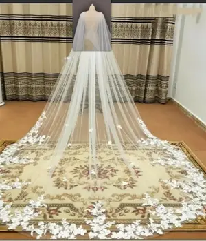 Новая аппликация Тюль кружево Длина до собора Свадебная шаль Свадебная накидка аксессуары для вуали 300 см