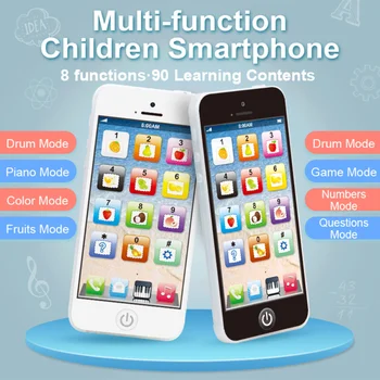 Детский Имитационный телефон, Детские Музыкальные игрушки для раннего развития, изучающий английский Мобильный телефон с легким звуком, мобильная вокальная игрушка