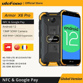 Ulefone Armor X6 Pro Прочный Водонепроницаемый Смартфон Android 12 Мобильный телефон с NFC 4 ГБ оперативной памяти 128 ГБ Расширения 4000 мАч Сотовый Телефон по всему Миру