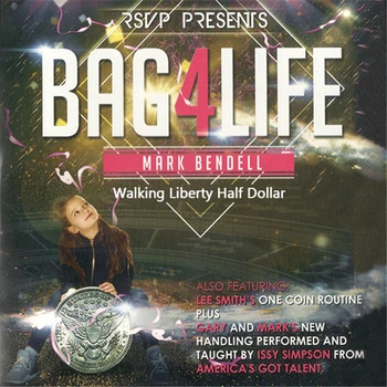 Bag4Life (1 монета в полдоллара Walking Liberty и DVD) Сцена Фокусов Крупным планом Магия Ментализма Иллюзионный Трюк Реквизит Magica
