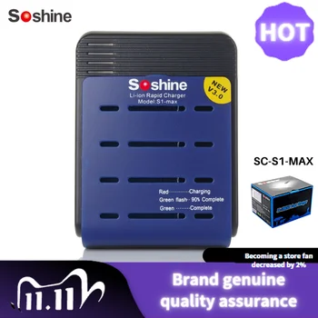 Soshine SC-S1 MAX V3.0 4-Канальное зарядное устройство с вилкой США /ЕС Для 18650 18500 17500 17650 14500 литий-ионных аккумуляторов