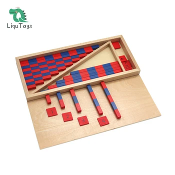 Детская игрушка LIQUI Материал Монтессори - Маленькие числовые стержни с цифровыми плитками Синего и красного цвета, деревянная коробка для детей дошкольного возраста