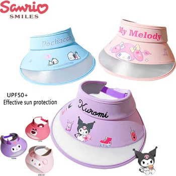 Sanrio Hello Kitty Melody Kuromi Мультяшная шляпа Летняя Кавайная Для девочек, Уличная Солнцезащитная шляпа, шляпа с защитой от ультрафиолета, подарок
