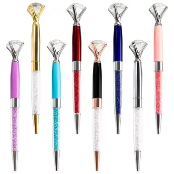 100 шт./лот Рекламная Шариковая ручка с большим бриллиантом, многоцветная шариковая ручка с кристаллами и логотипом по индивидуальному заказу