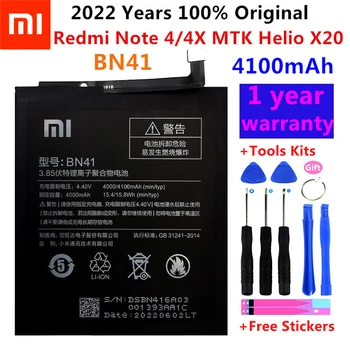 Оригинальный Аккумулятор Xiaomi Redmi Note 4 BN41 4100mAh для Hongmi Note 4/Redmi Note 4X MTK Helio X20 Высококачественный Аккумулятор BN41