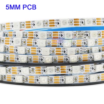 5 В 5 м Узкая сторона 5 мм печатная плата адресуемая WS2812B WS2812 светодиодные Ленты 60 светодиодов/м 5050 RGB пикселей гибкая Световая Лента NP IP30