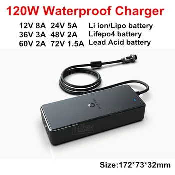 Chargeur 12V24V36V48V60V72V 20A 10A 8A 5A 3A портативное зарядное устройство carregador de pilhas recarregáveis lipo зарядные устройства carregador 120 Вт