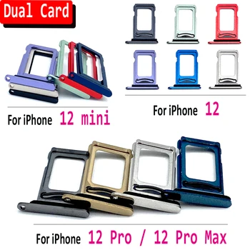 Оригинальная двойная карта для iPhone 12 Pro Max 12 mini Слот для чипа SIM-карты выдвижной ящик Держатель лотка для SD-карт Адаптер с контактом для 12 Pro