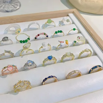 Винтажное кольцо с имитацией нефрита в китайском стиле, трендовый дизайн, кристалл, Лунный камень, сердце, кролик, персонализированное кольцо на палец для женщин, ювелирные изделия