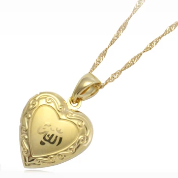 Модный кулон и ожерелье в форме мусульманского сердца АЛЛАХА для женщин и мужчин, очаровательный исламский подарок и ювелирные изделия 2 шт./лот