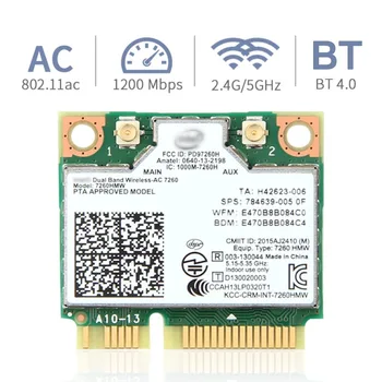 Wi-Fi карта для Intel 7260 7260HMW двухдиапазонная Mini PCI-E 2,4 G/5 ГГц Wi-Fi Bluetooth Совместимая антенна 802.11ac/a/b/g