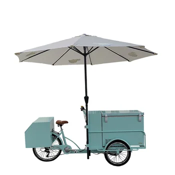 Уличная тележка с морозильной камерой для мороженого, торговый трехколесный велосипед, Электрический мобильный фаст-фуд, кофейный велосипед на солнечной энергии