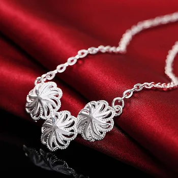 Подвески из стерлингового серебра 925 пробы, красивое ожерелье с подвеской в виде трех цветов Для женщин, Модные Рождественские подарки, подарок для свадебной вечеринки, ювелирные изделия