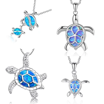 FDLK Модные Ожерелья с подвеской в виде морской Черепахи с синим Опалом для женщин, женское Свадебное ожерелье-цепочка с животными, ювелирные изделия на Океанском пляже