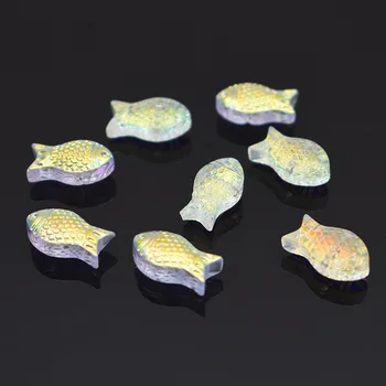 50шт 15x8x6 мм блестящие цветные хрустальные стеклянные бусины в форме рыбы Стеклянные свободные распорные бусины для изготовления ювелирных изделий ручной работы