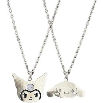 Kawaii Sanrio Ожерелье Kuromi Cinnamoroll Ins Дьявольское ожерелье из сплава, Женская подвеска, ювелирные изделия, подарки на День рождения для девочек, игрушки