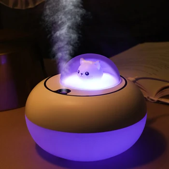 USB-увлажнитель воздуха С красочным градиентным светом Cute Cat Mini Бесшумный ультразвуковой Ароматический эфирный диффузор для дома и офиса