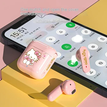 Sanrio Беспроводные Bluetooth Наушники Hello Kitty Touch, Стереонаушники Melody Kuromi Cinnamoroll, Шумоподавление