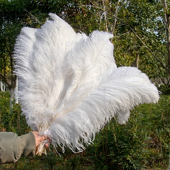 Оптовая продажа Натуральных белых страусиных перьев 45-50 см, большие плюмажи для рукоделия, Свадебная домашняя ваза, украшение для праздничного стола