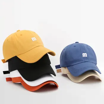 Новая вышитая буквой M кепка с козырьком, Регулируемая пряжка, мужская однотонная шляпа от дикого Солнца, Модная Повседневная Простая женская бейсболка