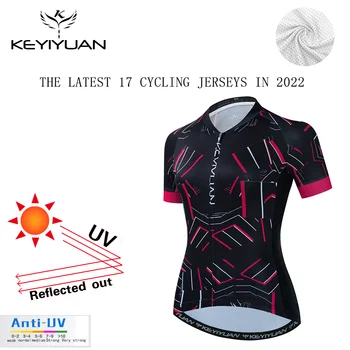 KEYIYUAN 2023, женская майка для велоспорта, топы, рубашка для шоссейного велосипеда, Летняя одежда с коротким рукавом MTB, Велосипедная одежда Uniforme Ciclismo Mujer
