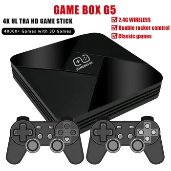 Двухсистемная Игровая консоль 4K HD TV Game Box Player, Беспроводной Геймпад G5, Встроенный в 40000 + игр, 128G TV Box, Поддержка NDS/PS1/PSP