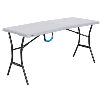 Долговечный 5-футовый стол, раскладывающийся пополам, серый (80861) уличная мебель