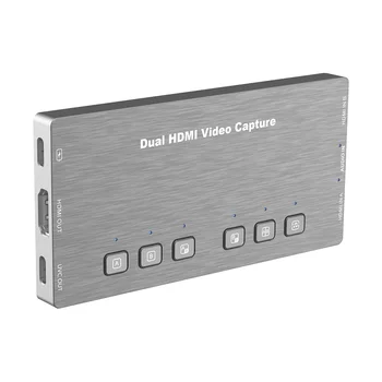 1080p Двойная карта захвата потокового видео с HDMI на USB-C плюс выход HDMI UVC