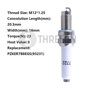 THREEON 1/4/6 шт. LDF8RCI-T (7722) Иридиевая свеча зажигания для Volkswagen Jetta (EA211 с турбонаддувом) Заменить PZKER7B8EGS (93231) M12 *1.25