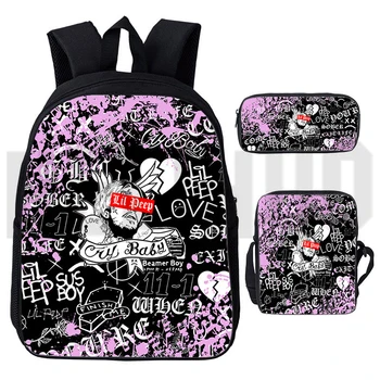 Лидер продаж, школьные сумки Рэпера Lil Peep с мультяшным принтом, Рюкзак Lil Peep Для женщин, 3 шт./компл., холщовая сумка в японском стиле Аниме для мальчиков