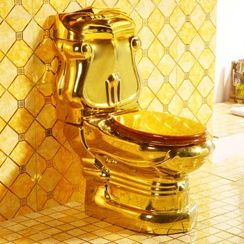 Ванная комната с гальваническим покрытием, туалет в европейском стиле, керамический напольный унитаз s trap gold, комплект из двух предметов