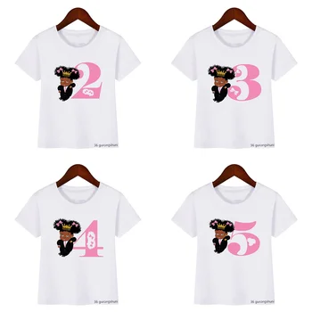 Новая футболка в подарок на 2-10 дней рождения для африканских девочек, Черная футболка для Маленьких девочек, Детская одежда в стиле Харадзюку, Летние топы с короткими рукавами