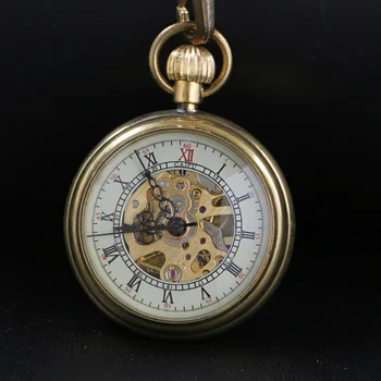 Маленькие Полые бронзовые римские цифровые механические карманные часы, высококачественное ожерелье с хронометражной подвеской, карманные часы для мужчин и женщин