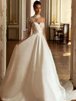 Современные свадебные платья 2023 года для женщин с вырезом лодочкой на одно плечо, Свадебные платья с элегантной открытой спиной, Vestido de novia