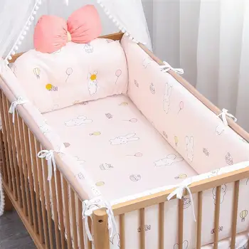 Хлопковый дышащий цельный бампер для кровати Для новорожденных, съемный моющийся Детский комплект постельного белья Four Seasons Универсальный мультяшный бампер для кроватки