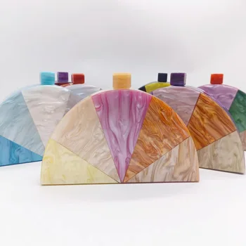 Женская новая комбинированная цветовая контрастная диагональная сумка на плечо, полукруглая акриловая модная ручная сумка для свадебного ужина