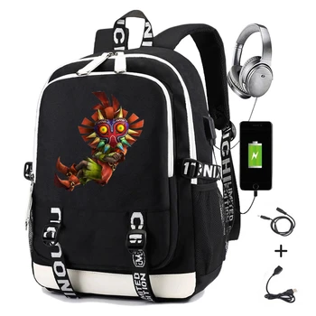 Игровой Рюкзак для мужчин с принтом Hyrule Warriors Ocarina of Time, Зарядка через USB, Многофункциональный Повседневный рюкзак из водонепроницаемого нейлона