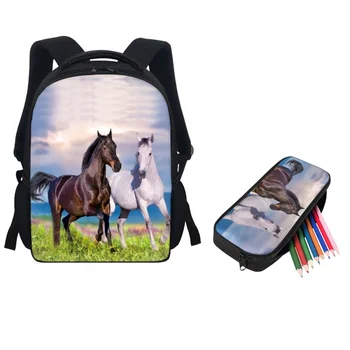 Модный детский рюкзак с рисунком лошади, школьная сумка для учащихся начальных классов с пеналами, Горячая игра для маленьких мальчиков, Уменьшающие нагрузку Мини-сумки для книг
