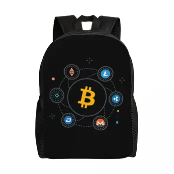 Поддержка Рюкзаков с криптовалютой Bitcoin, Водонепроницаемая Школьная сумка для колледжа, цифровая валюта Ethereum, Блокчейн, Сумка для книг с принтом