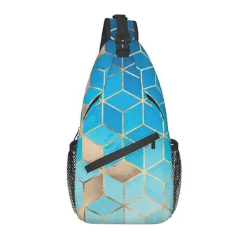 Геометрические слинги с кубиками моря и неба, сумки для велоспорта, Кемпинга, мужские абстрактные геометрические сумки через плечо, рюкзак на плечо