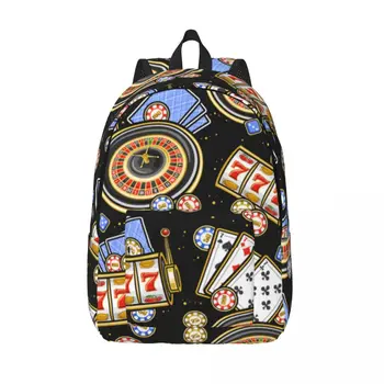 Мужской Женский Рюкзак Большой емкости, школьный рюкзак для студента, школьная сумка с рисунком казино